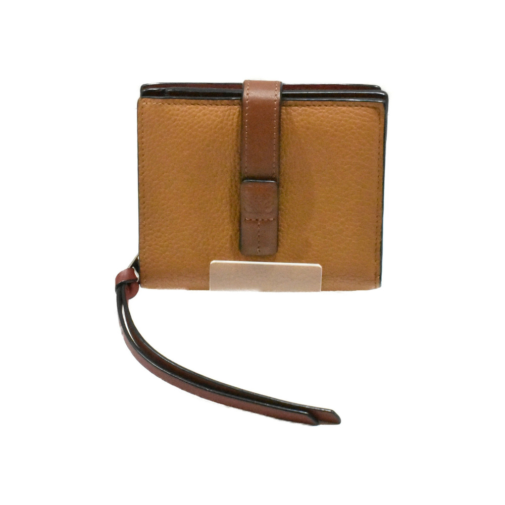 LOEWECompact Zip Wallet Camel Brown Tan Leather Folding